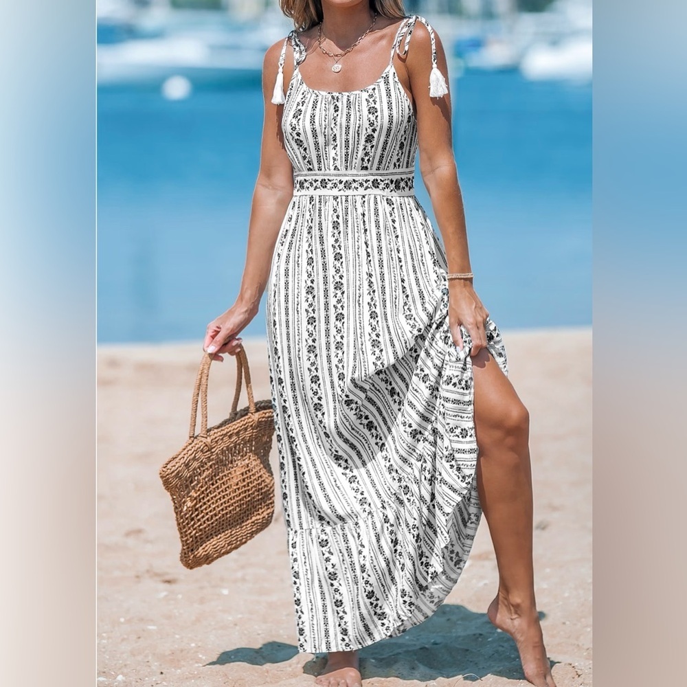 Cupshe Knotted Strap Floral Maxi Dress